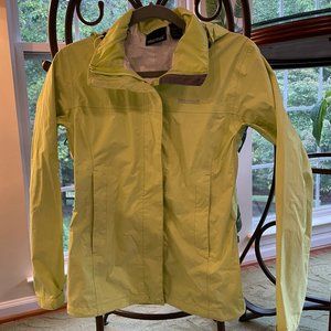 MARMOT PreCip Eco Waterproof Rain Jacket Bright Yellow Hood Zipper Coat
